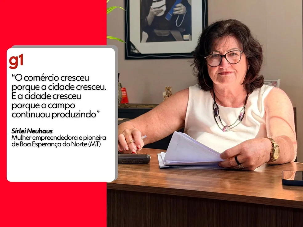 Sirlei Neuhaus empreendeu em Boa Esperança do Norte (MT) com o surgimento dos primeiros plantios — Foto: Arte/g1