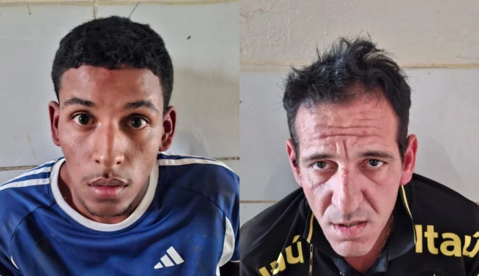 Daniel que foi baleado na operação e Juliano que segue foragido — Foto: Policia Militar